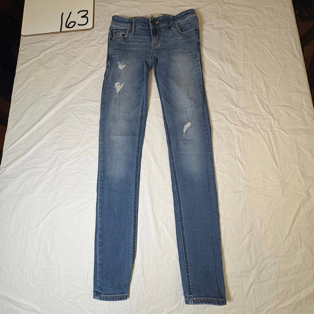 Hollister Jeans Womens 25W 31L Skinny Distressed‎ Blue Denim Size 1R